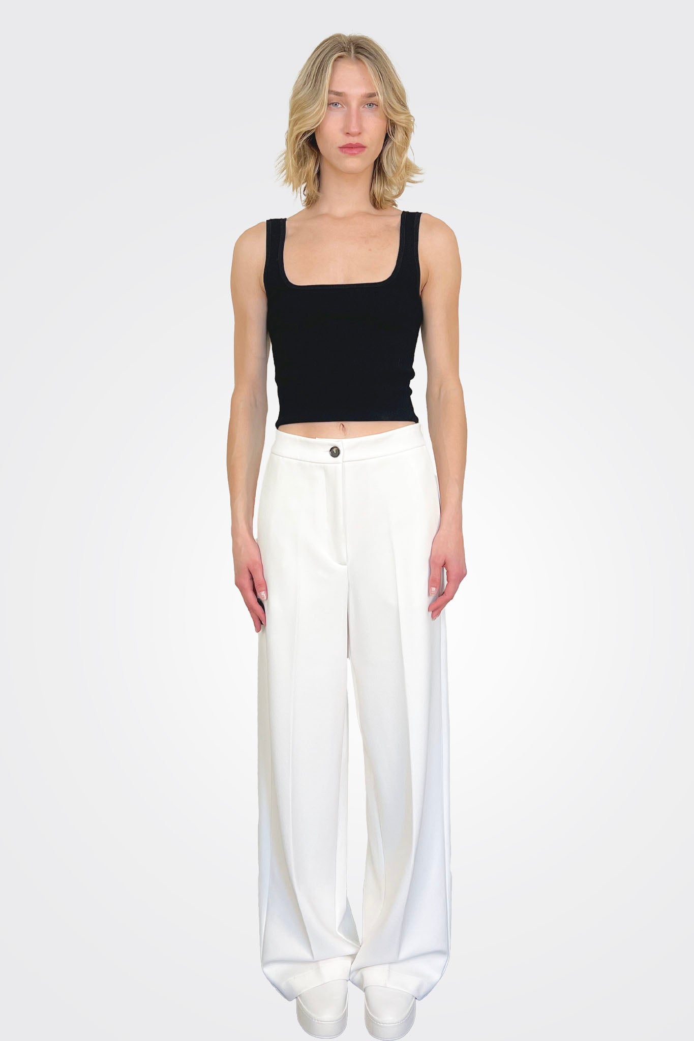 Straight Leg Trousers - White by Liviana Conti | 25 South Boutiques