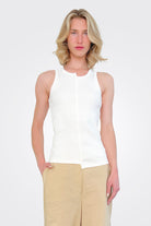 Hellin Jersey Rib Tank - Ecru by Rabens Saloner | 25 South Boutiques