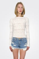 Pointelle Long Sleeve Top - White by Bobi | 25 South Boutiques