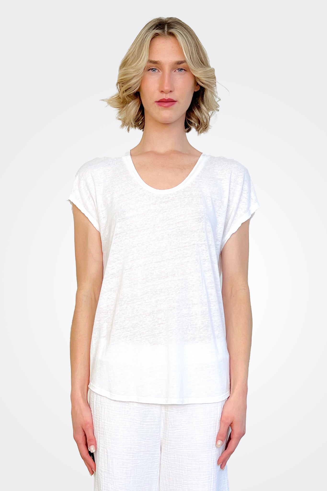 Dolman Scoopneck Tee - White by Bobi | 25 South Boutiques