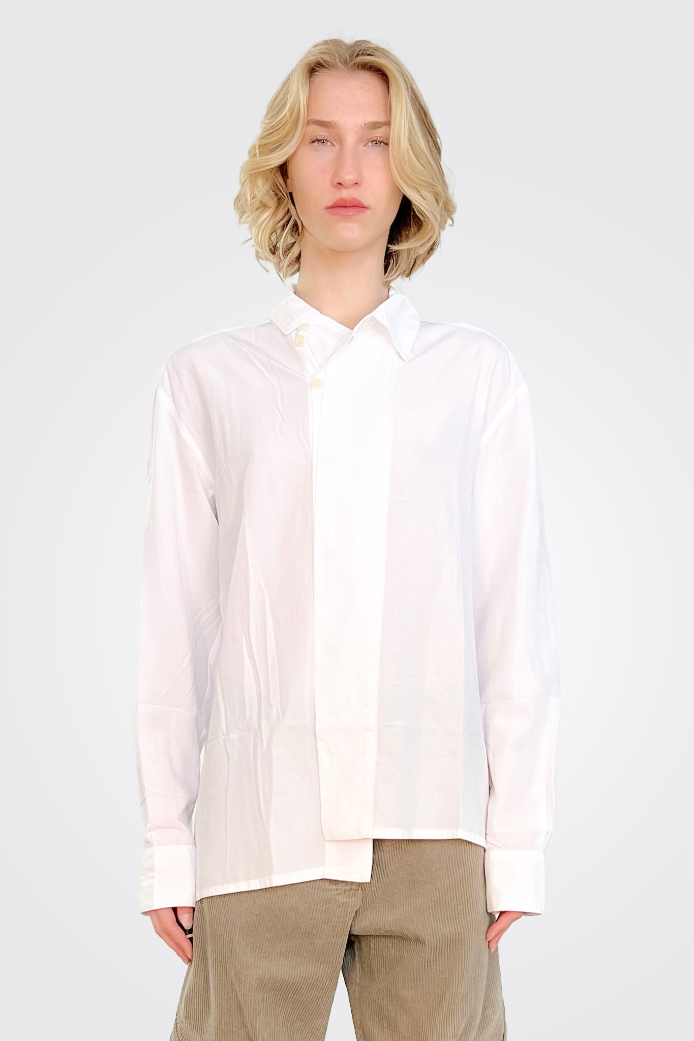 Asymmetrical Button Down Shirt - White by Lurdes Bergada | 25 South Boutiques