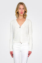 One Button Cardigan - White by Hubert Gasser | 25 South Boutiques