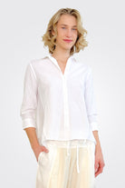 Long Sleeve Hi Lo Shirt - White by European Culture | 25 South Boutiques