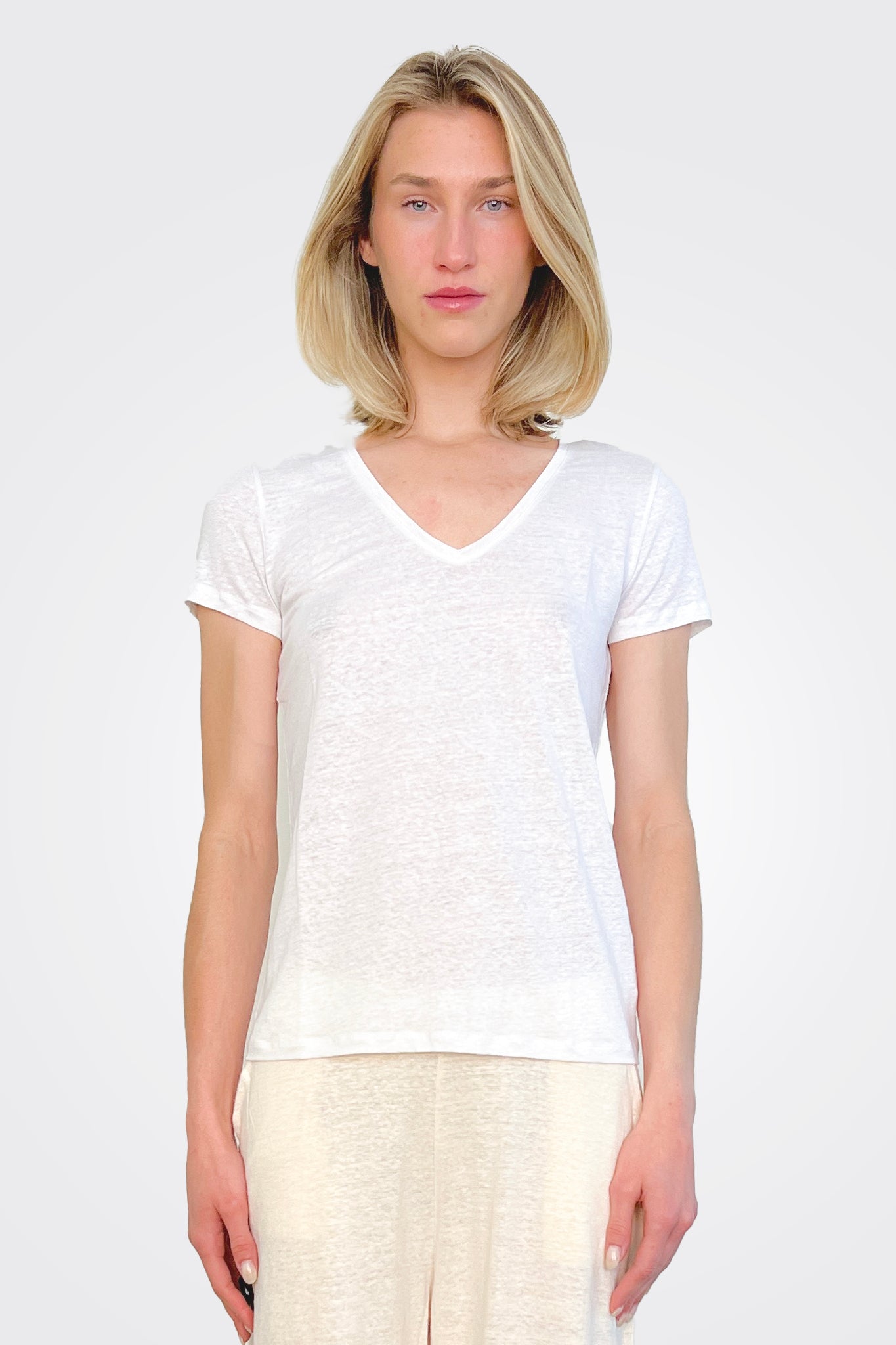 V Neck Tee - White by Majestic | 25 South Boutiques