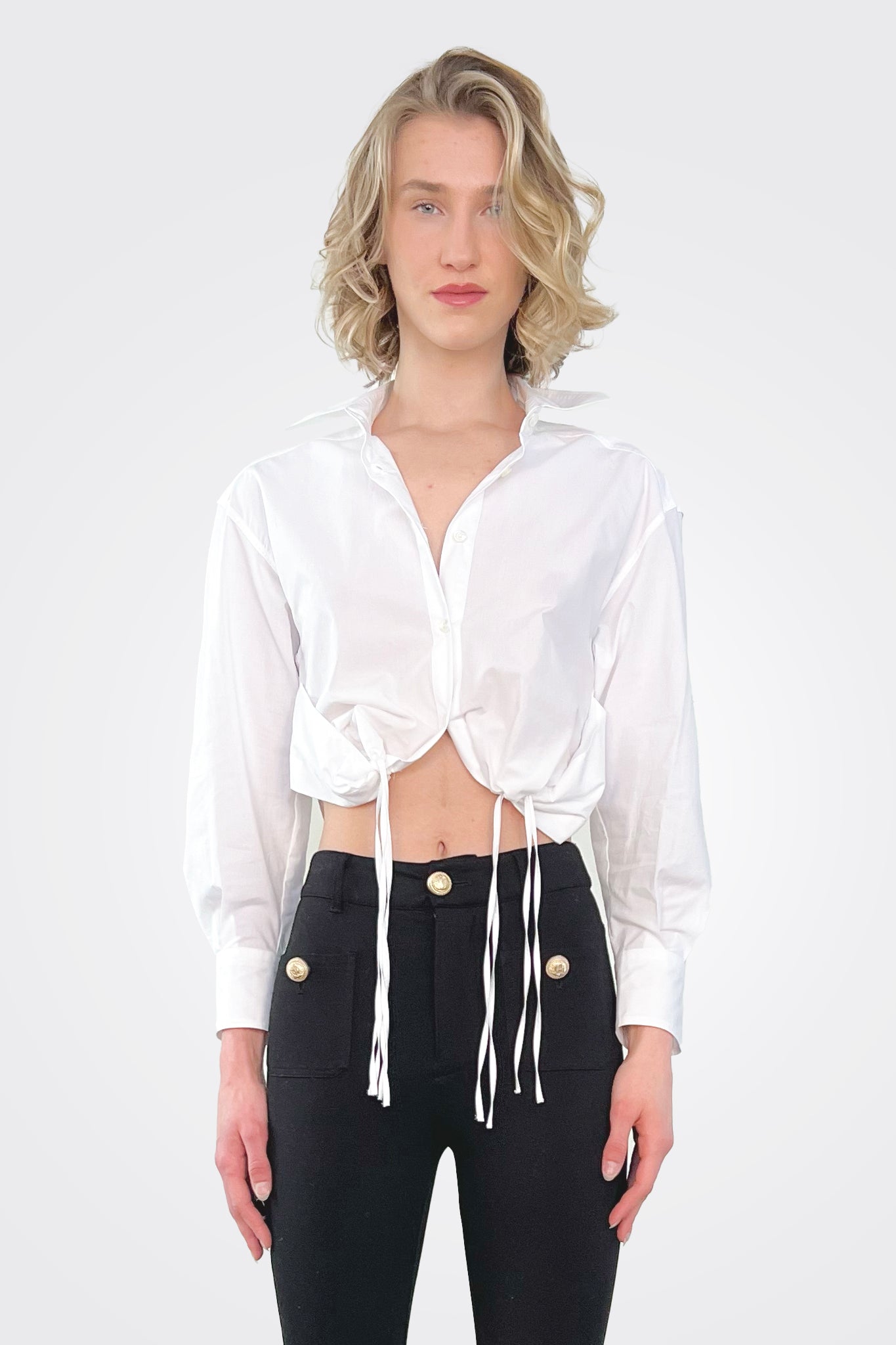 Cinched Shirt - White by Seventy Venezia | 25 South Boutiques