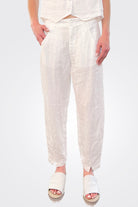Comfort Fit Linen Trousers - White by Transit Par-Such — view 3