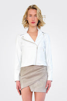Kelsey Leather Biker Jacket - White by LAMARQUE — alternate view