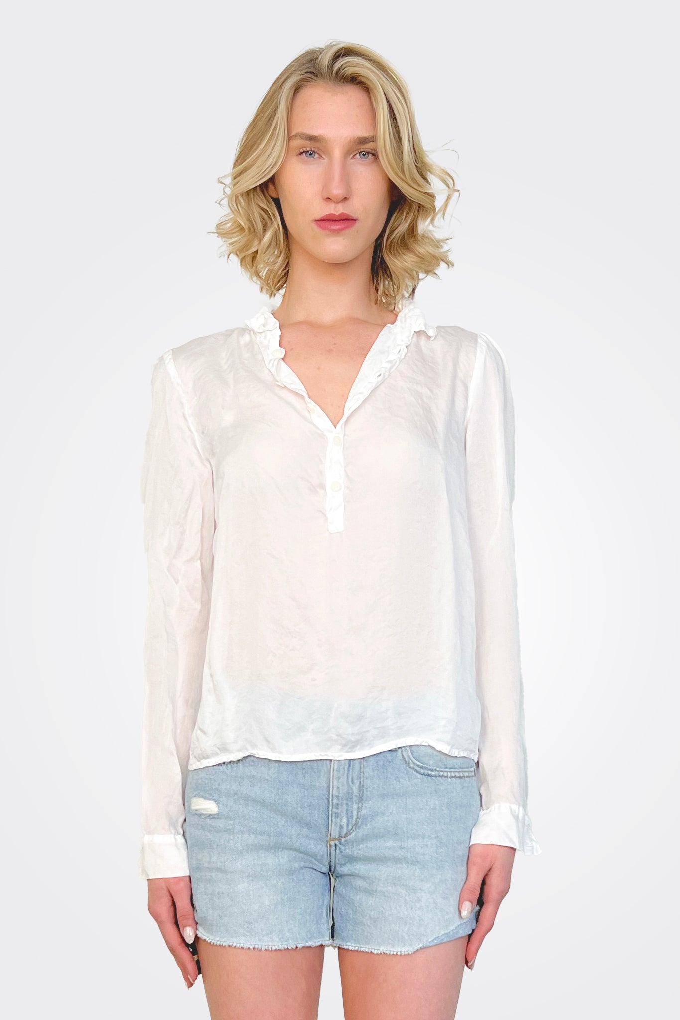 Tali 3/4 Button Down - White by CP Shades | 25 South Boutiques