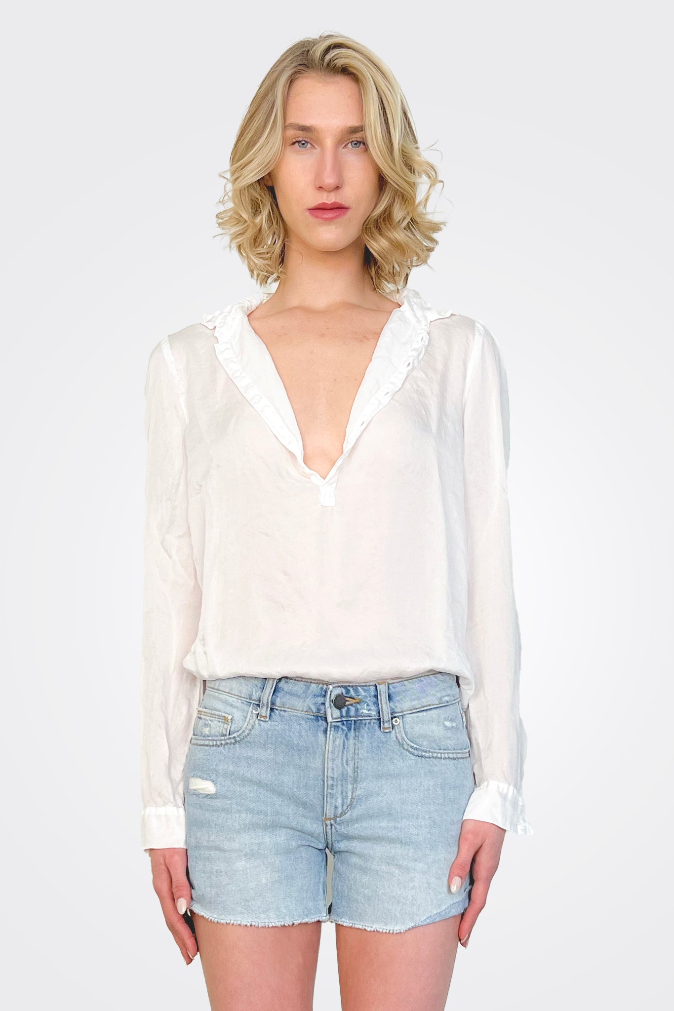 Tali 3/4 Button Down - White by CP Shades — alternate view