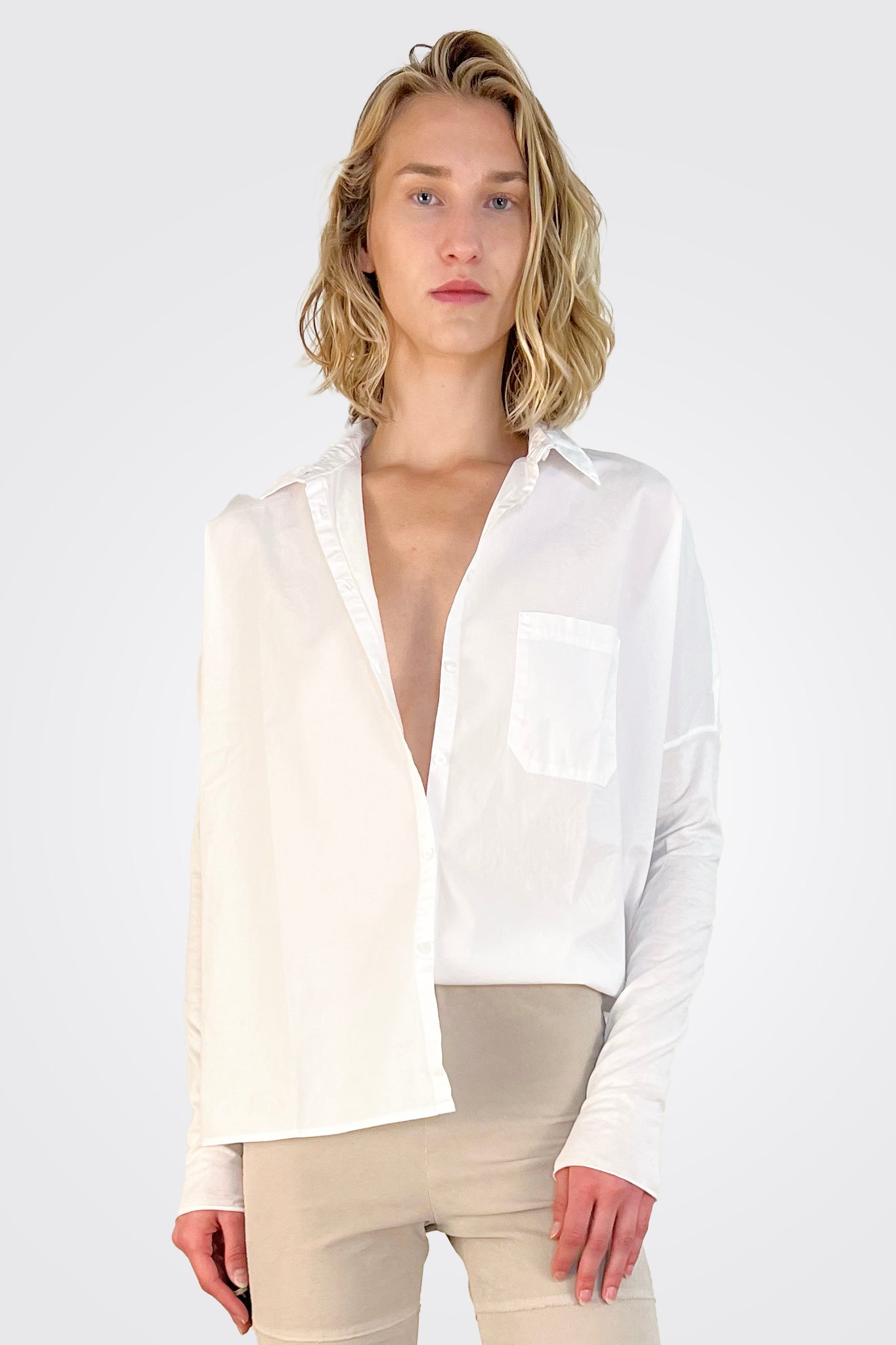 Oversize Pocket Shirt - White by Kristensen | 25 South Boutiques