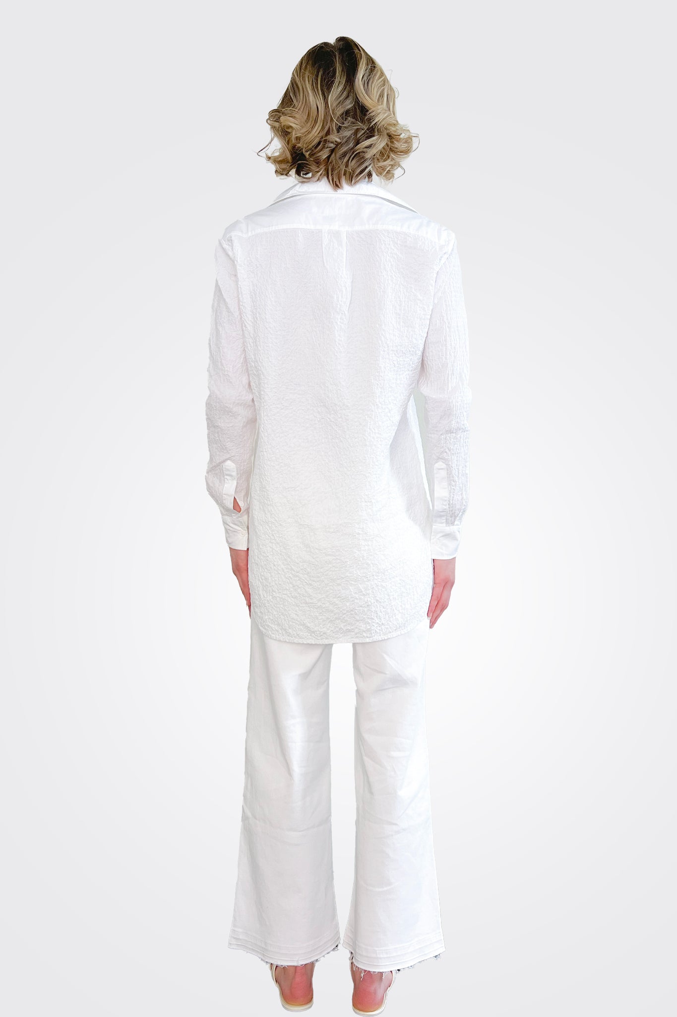 Long Sleeve Button Up Shirt - White by European Culture — view 4