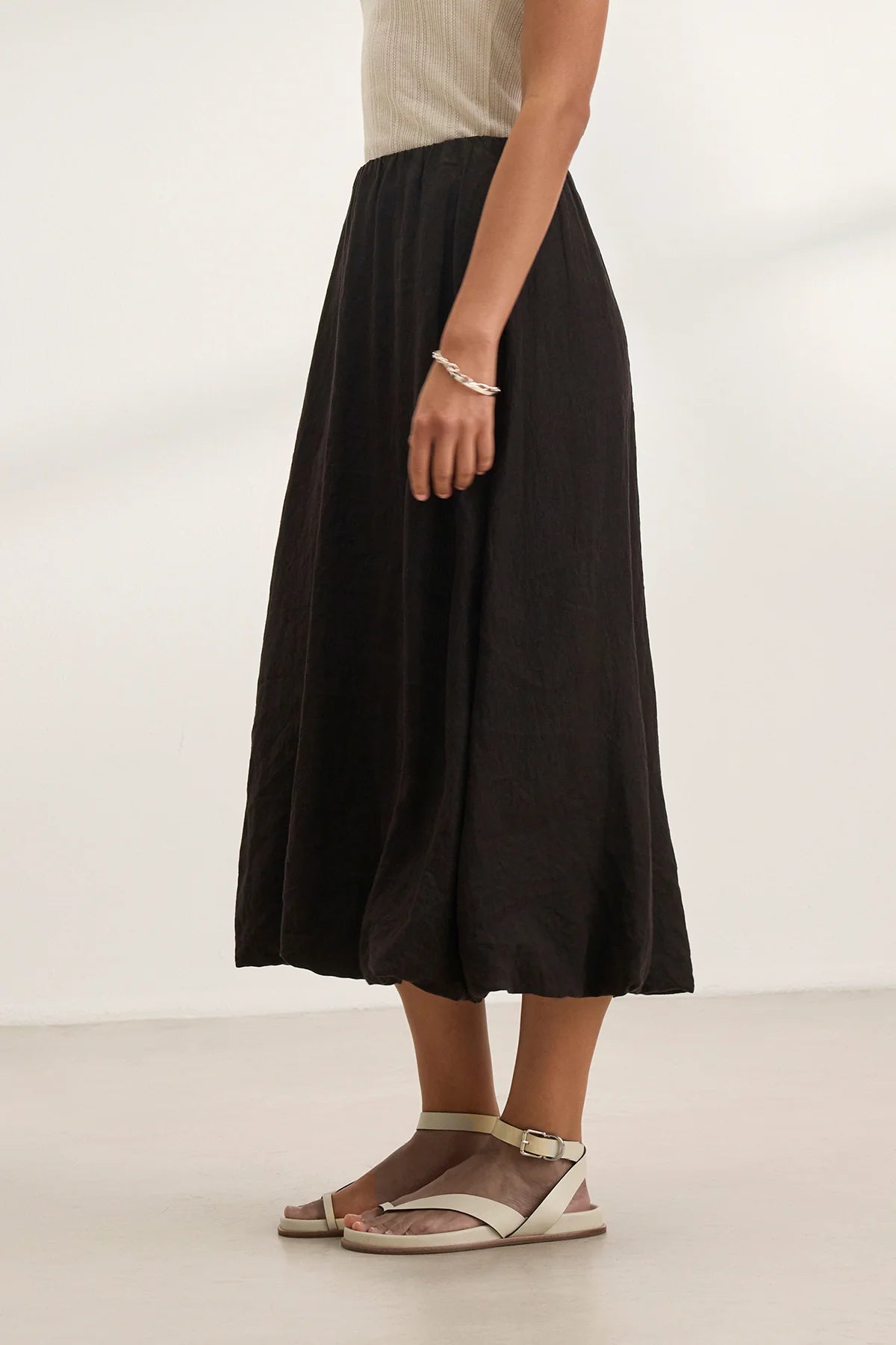 Rachelle Woven Linen Skirt - Black by Velvet — view 3
