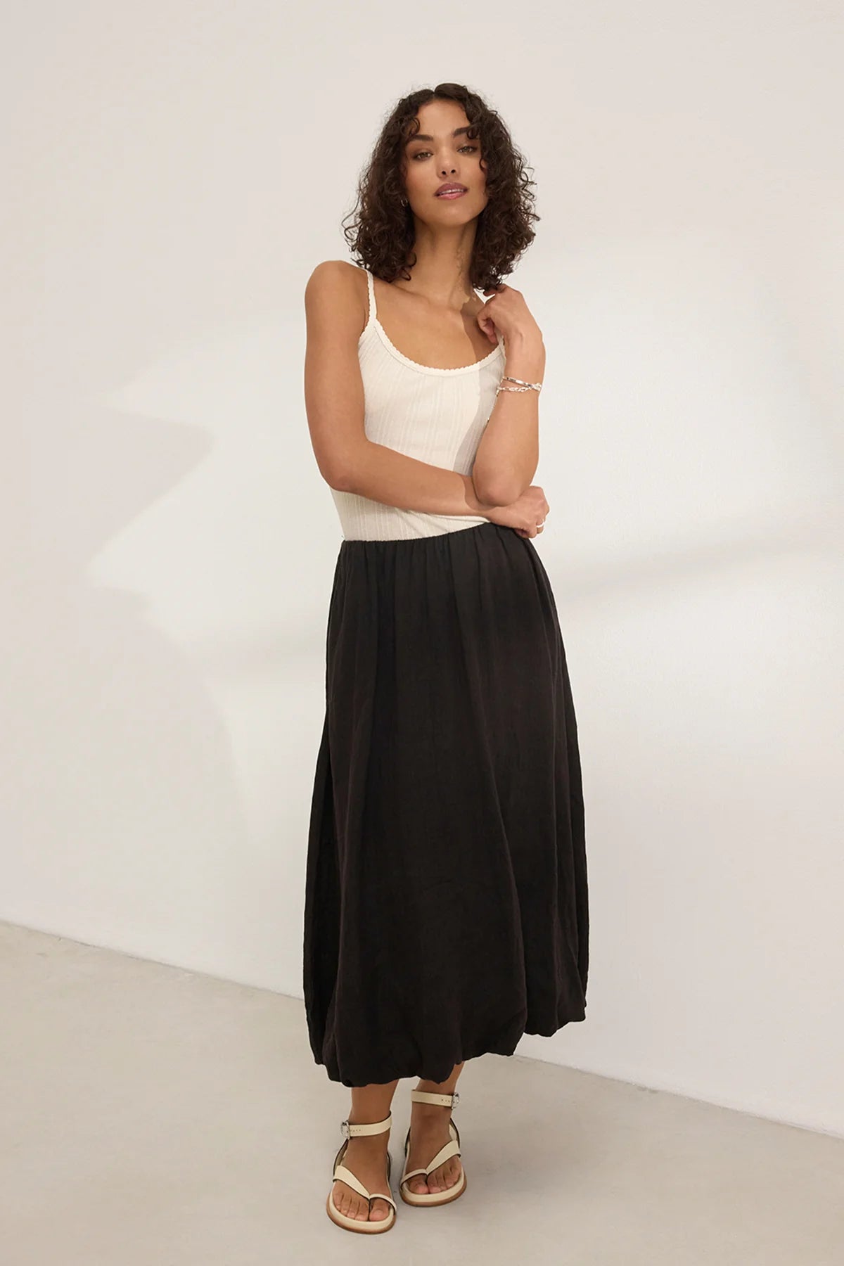 Rachelle Woven Linen Skirt - Black by Velvet | 25 South Boutiques
