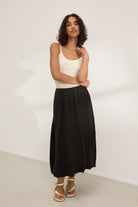 Rachelle Woven Linen Skirt - Black by Velvet | 25 South Boutiques