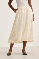 Rachelle Woven Linen Skirt - Chalk by Velvet — alternate view