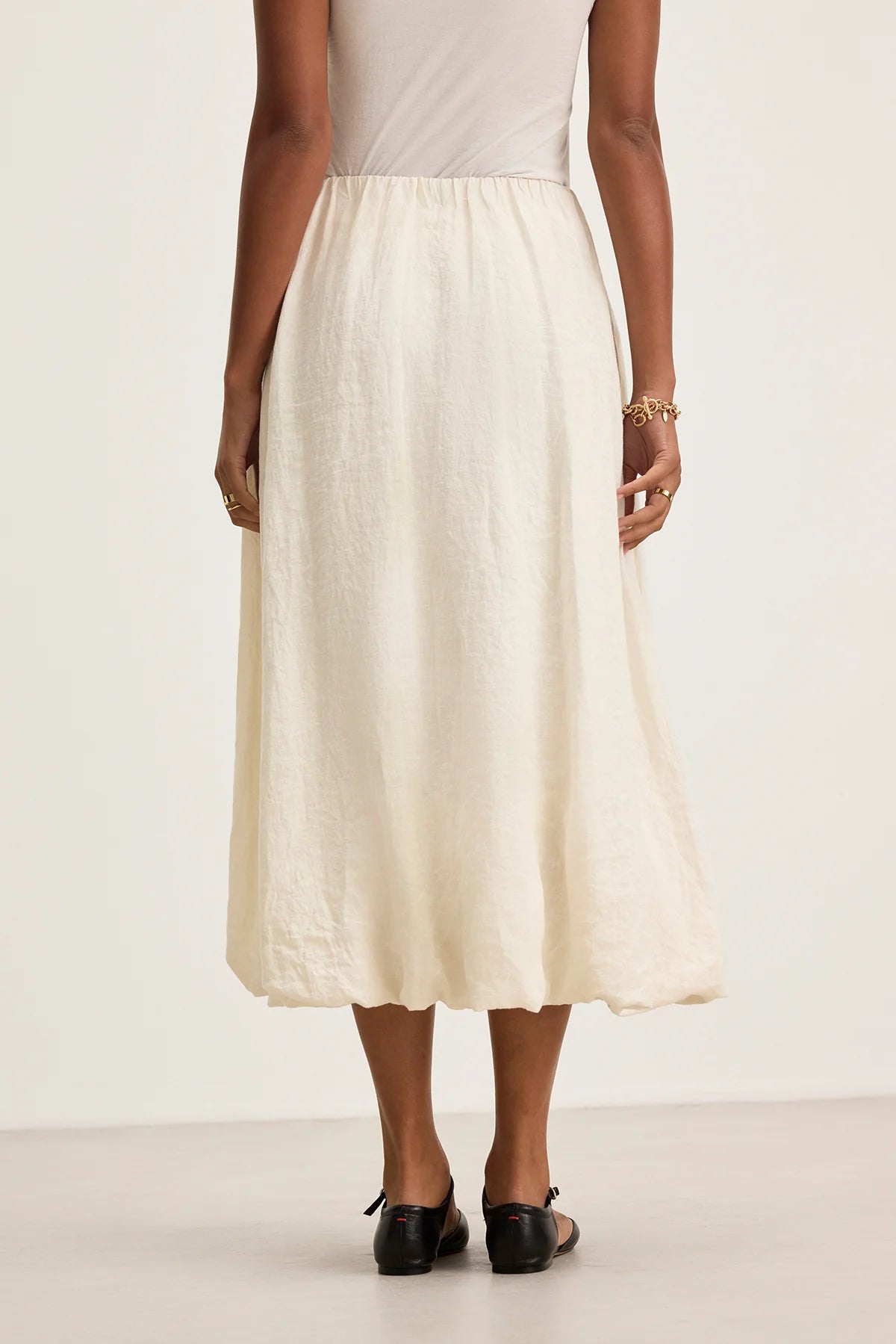 Rachelle Woven Linen Skirt - Chalk by Velvet — view 4