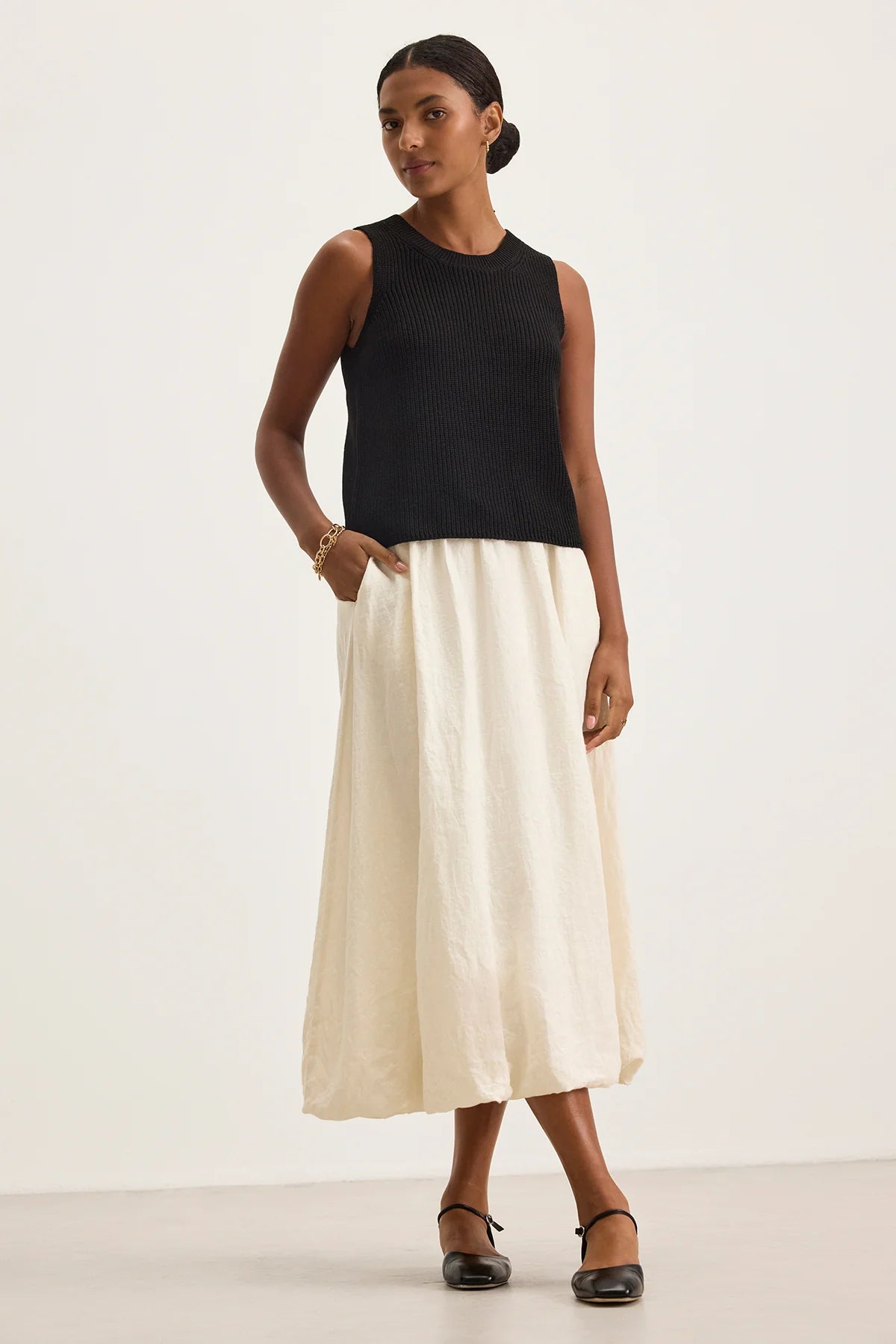 Rachelle Woven Linen Skirt - Chalk by Velvet | 25 South Boutiques