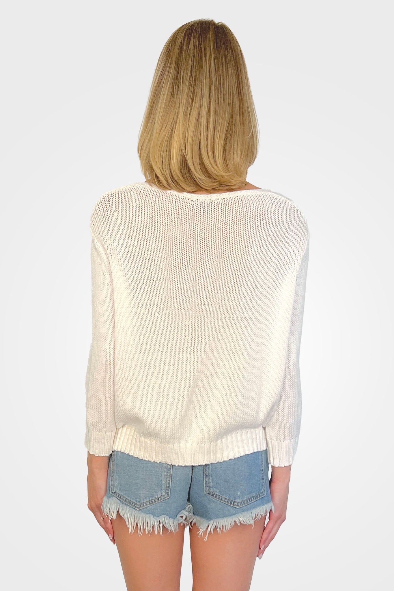 Beach Multi 3/4 Sleeve Sweater - Breaker White by Wooden Ships — alternate view