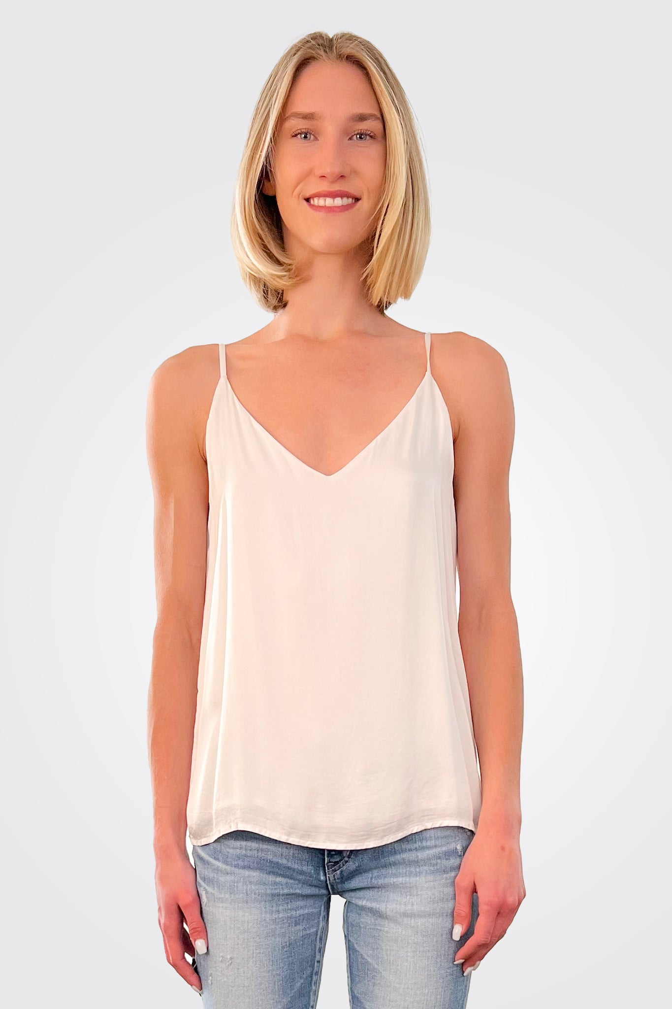 V Neck Camisole - White Sand by HelloNite | 25 South Boutiques