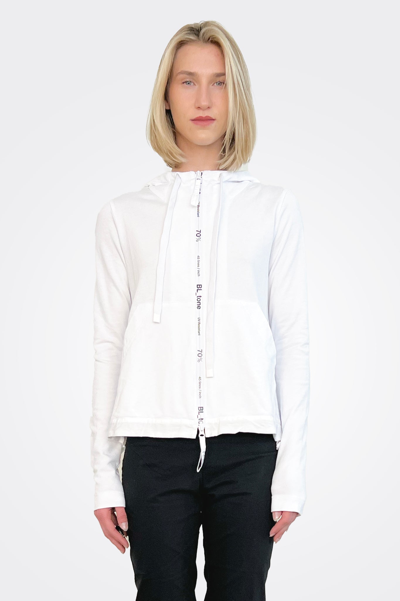 Graphic Zip Hooded Jacket - White by Rundholz | 25 South Boutiques