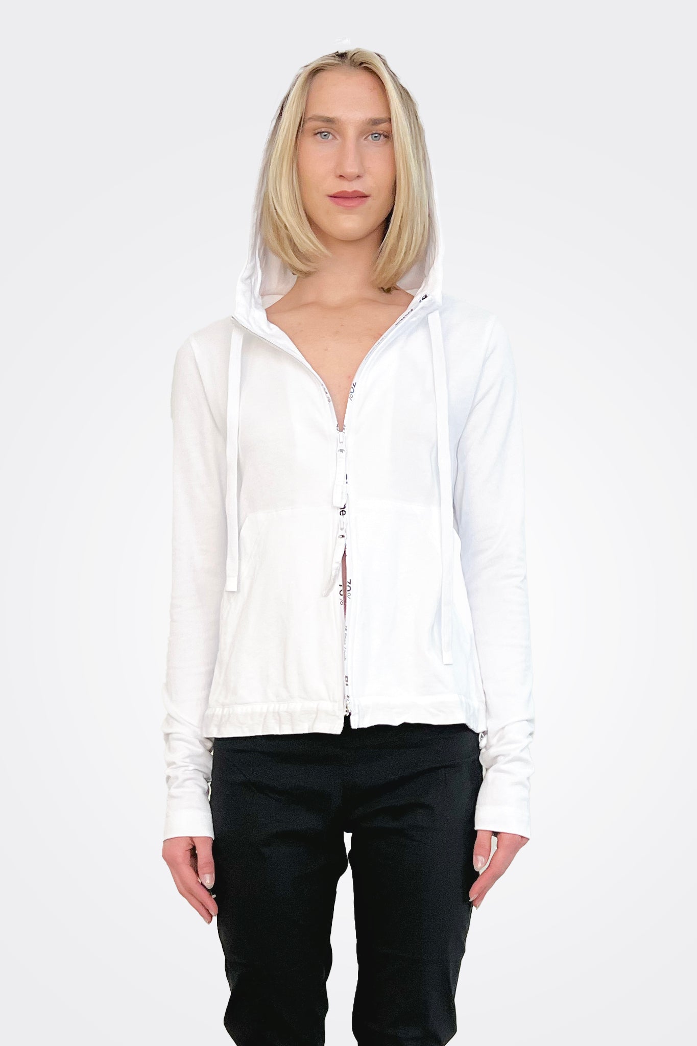 Graphic Zip Hooded Jacket - White by Rundholz — alternate view