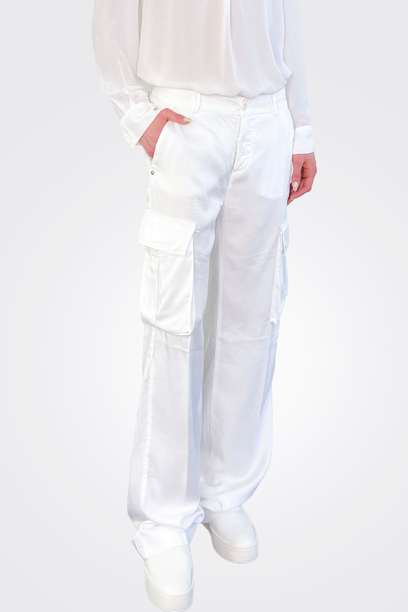 Victoria Cargo Pant - White by Masons — alternate view