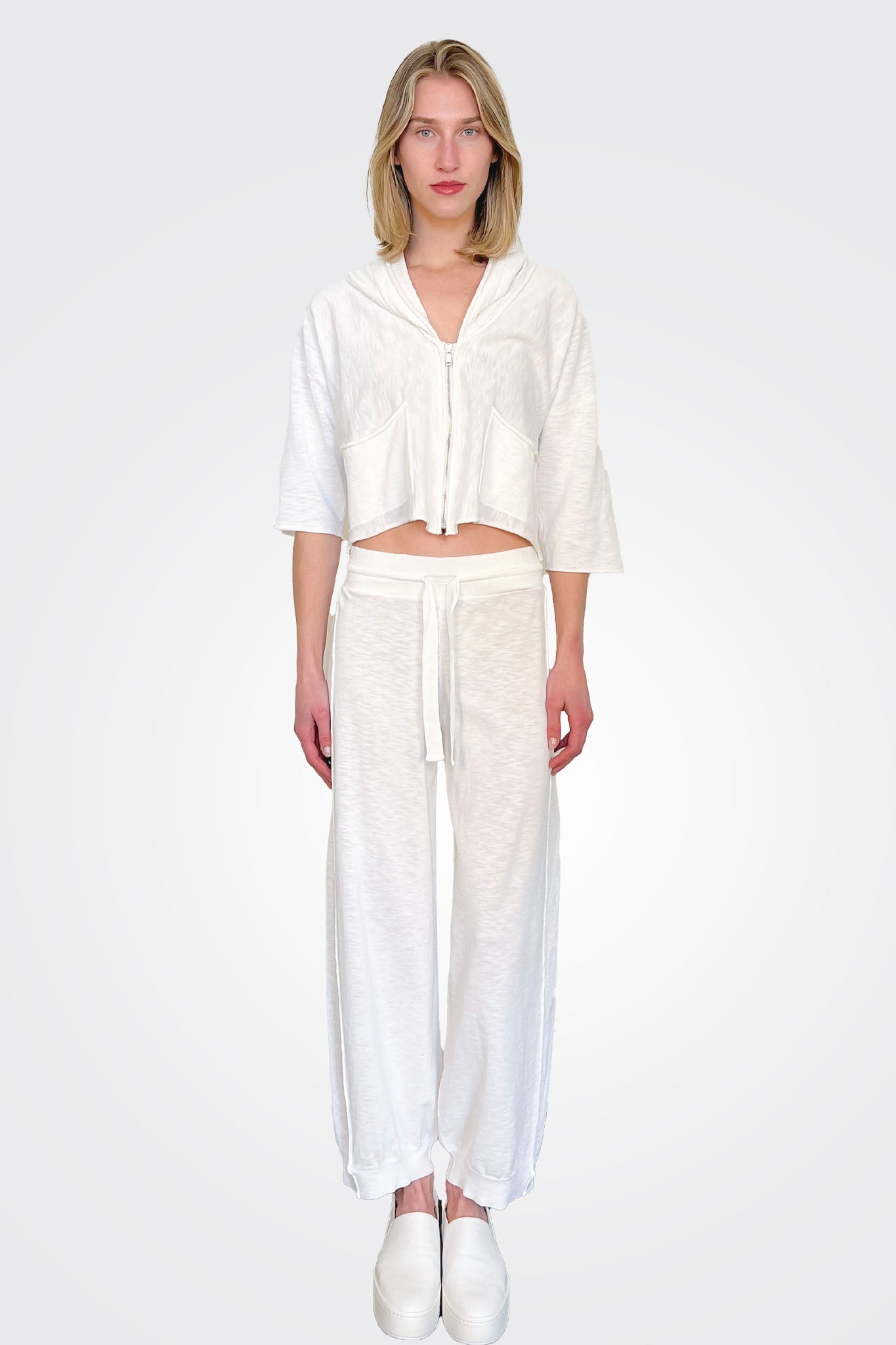 Comfort Fit Drawstring Trousers - White by Transit Par-Such | 25 South Boutiques