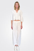 Comfort Fit Drawstring Trousers - White by Transit Par-Such | 25 South Boutiques