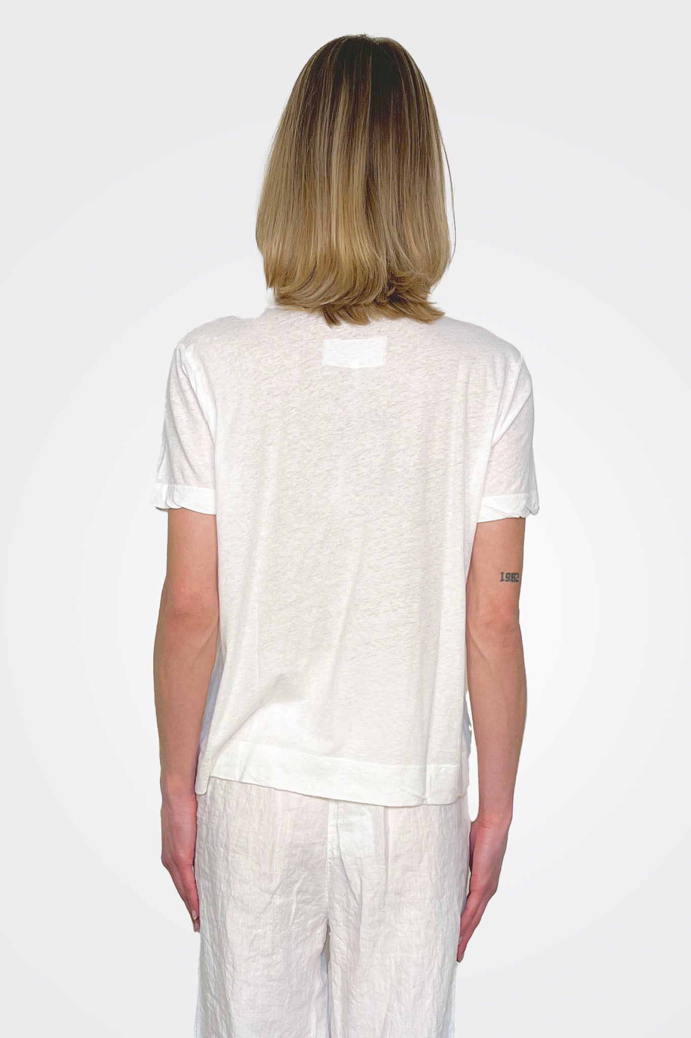 Short Sleeve Cotton Mix Shirt - White by Private 0204 — alternate view