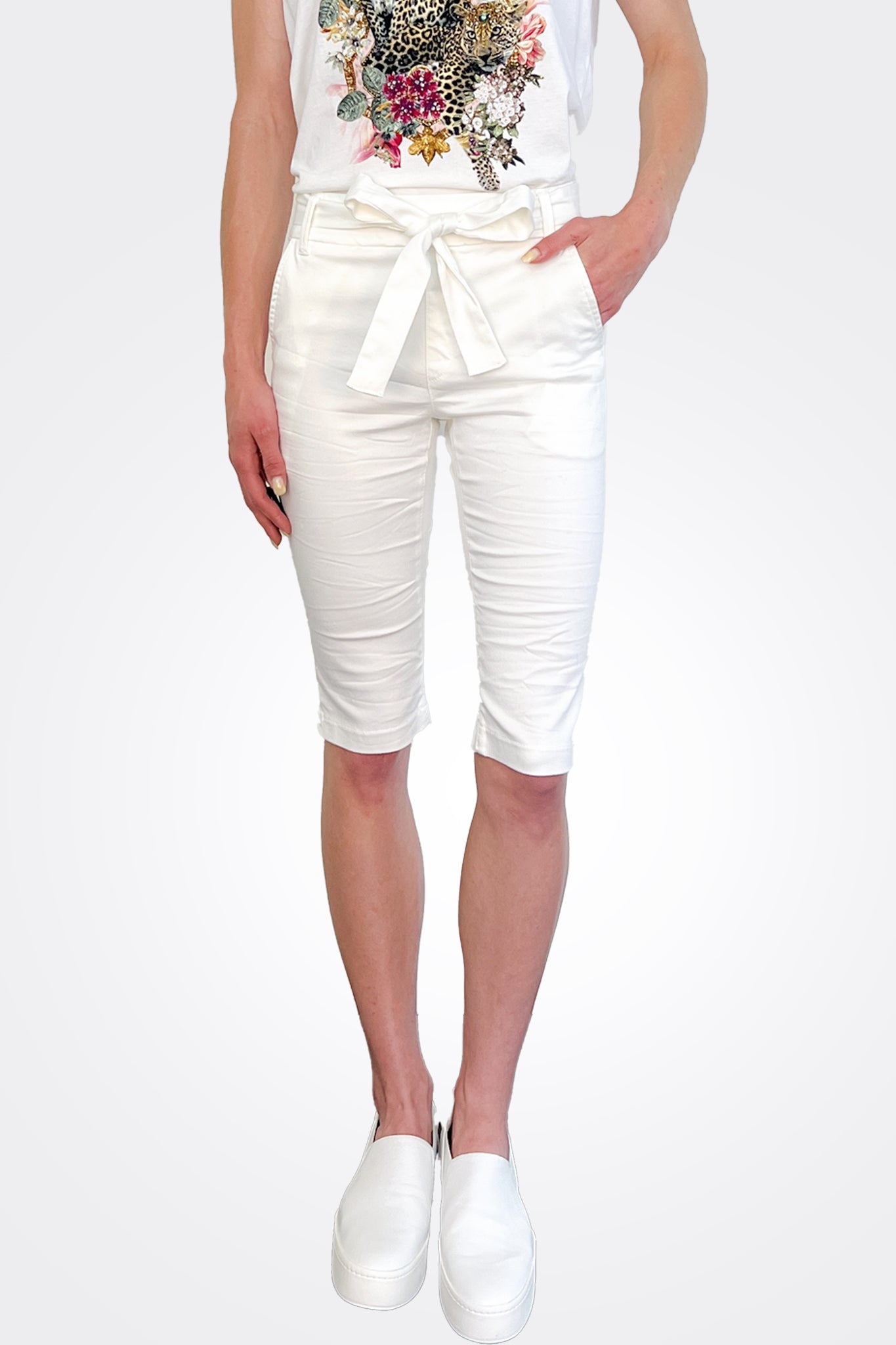 Dafna Bermuda Shorts - White by Bevy Flog — alternate view