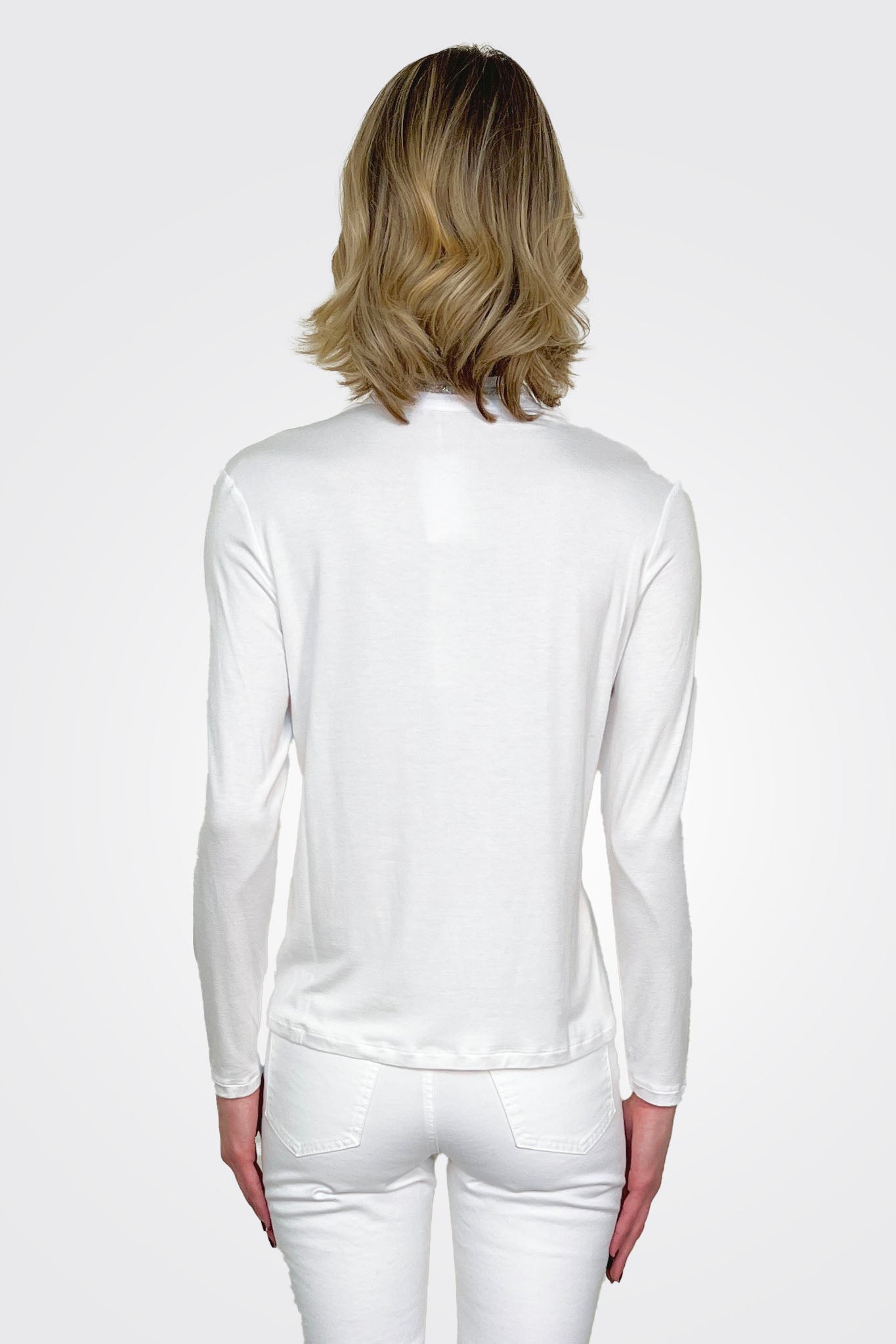 Embroided Collar Polo Shirt - White by Hubert Gasser — alternate view