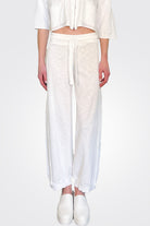 Comfort Fit Drawstring Trousers - White by Transit Par-Such — alternate view