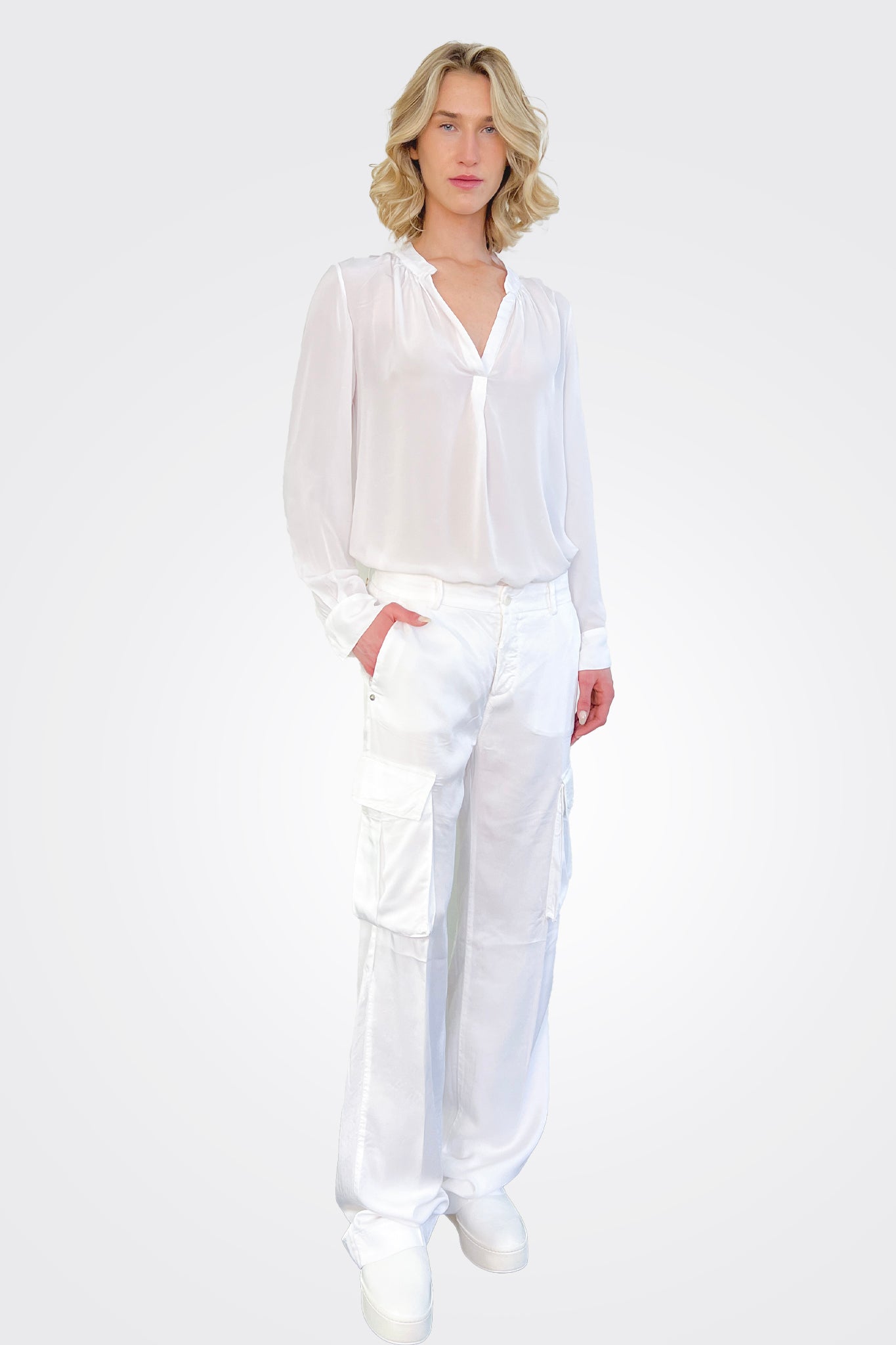 Victoria Cargo Pant - White by Masons | 25 South Boutiques