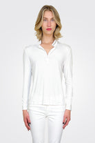 Embroided Collar Polo Shirt - White by Hubert Gasser | 25 South Boutiques