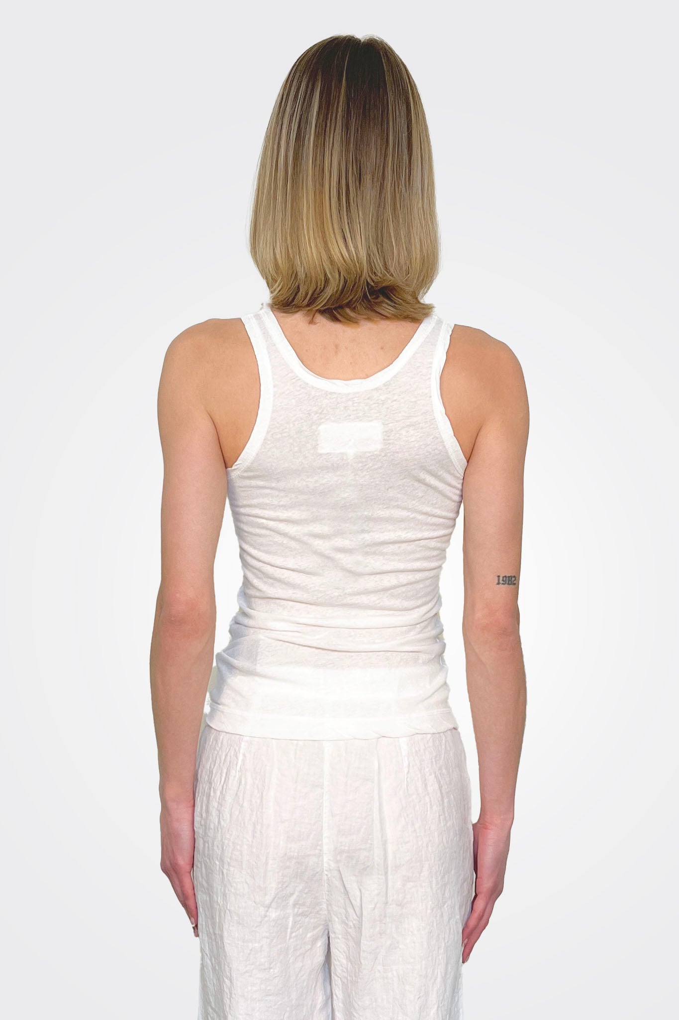 Cotton Mix Tank - White by Private 0204 — alternate view