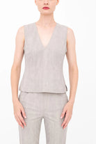Bailee Double V Neck Jean Tank - Ash by Elaine Kim — view 3