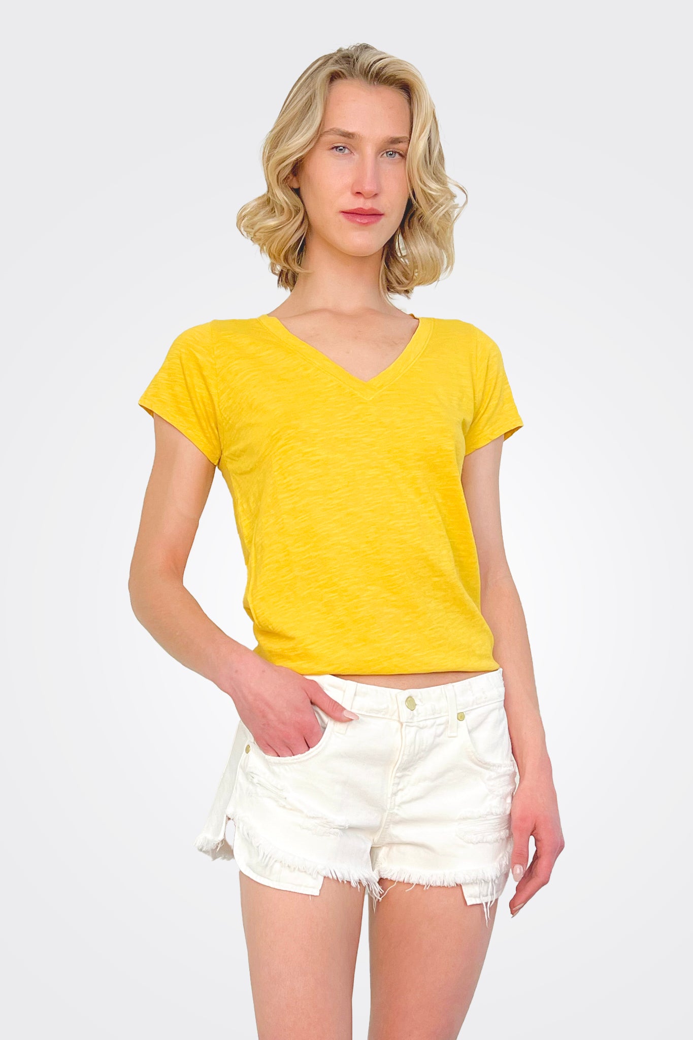 Jilian Original Slub V Neck Tee - Zest by Velvet | 25 South Boutiques