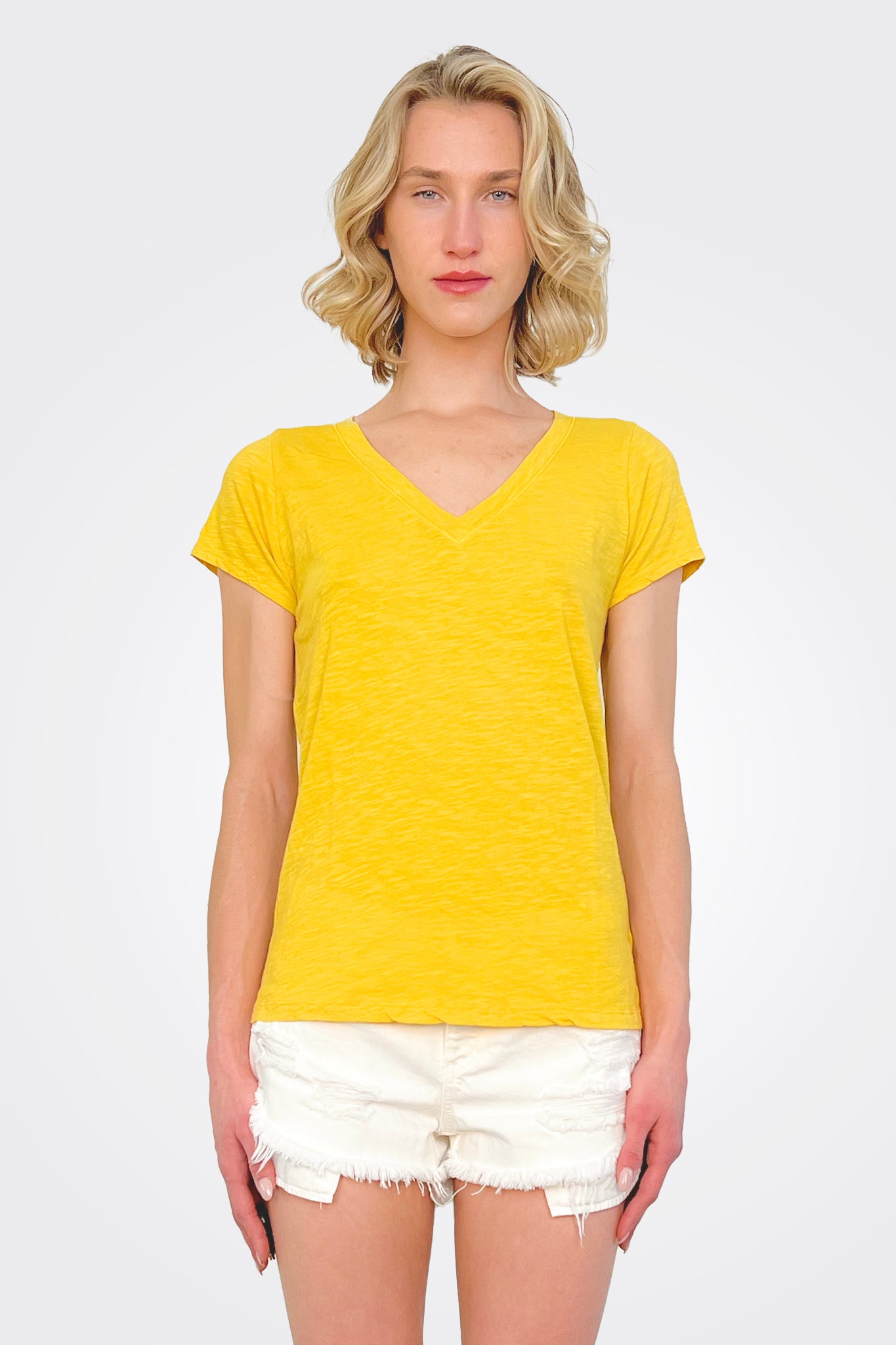 Jilian Original Slub V Neck Tee - Zest by Velvet — alternate view
