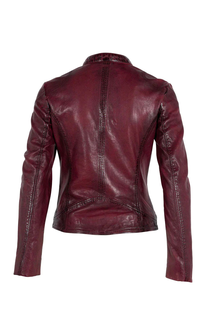 Ziya Leather Jacket - Dusty Red by Mauritius — alternate view