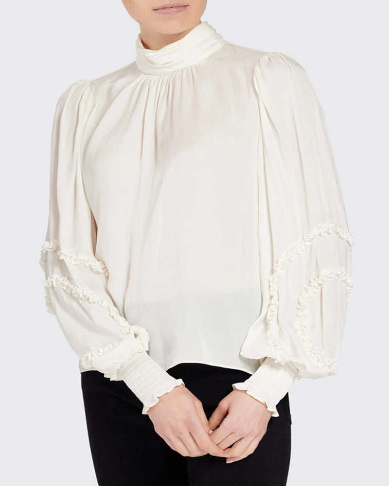 Carissa Mock Neck Blouse - Cream by Ramy Brook | 25 South Boutiques