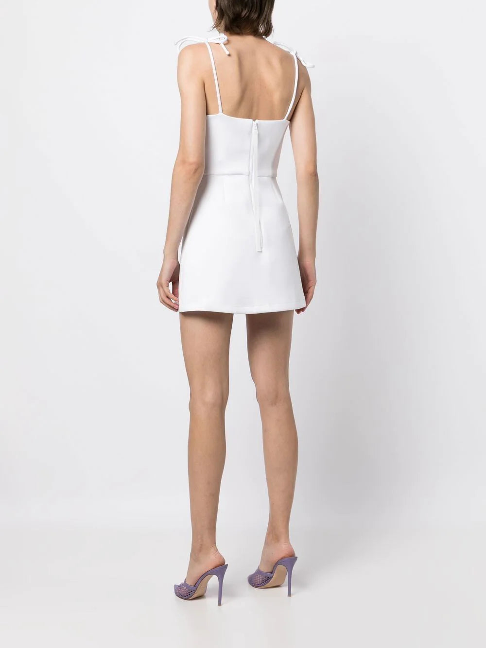 Bonded Shoulder Ties Dress - White by Cynthia Rowley — view 3