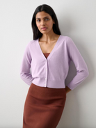 Linen Gauze Shrunken Cardigan - Pale Amethyst by White + Warren | 25 South Boutiques