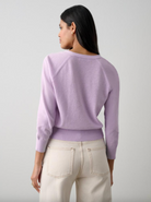 Linen Gauze Shrunken Cardigan - Pale Amethyst by White + Warren — alternate view