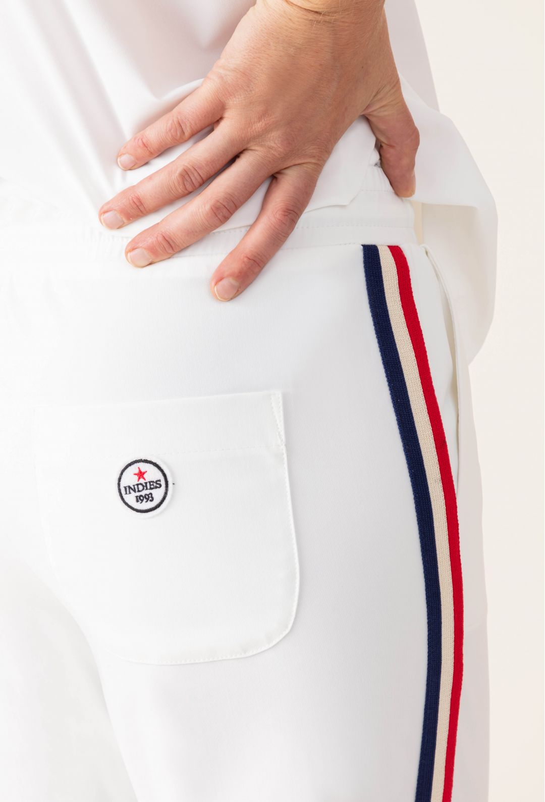 Deborah Tech Jersey Trousers - Blanc by Indies — view 4