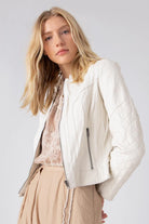 Quilted Washed Leather Jacket - Pearl by Burning Torch — alternate view