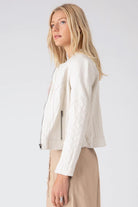 Quilted Washed Leather Jacket - Pearl by Burning Torch — view 3