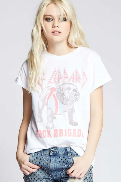 Def Leppard Rock Brigade Vintage Tee - White by Recycled Karma | 25 South Boutiques