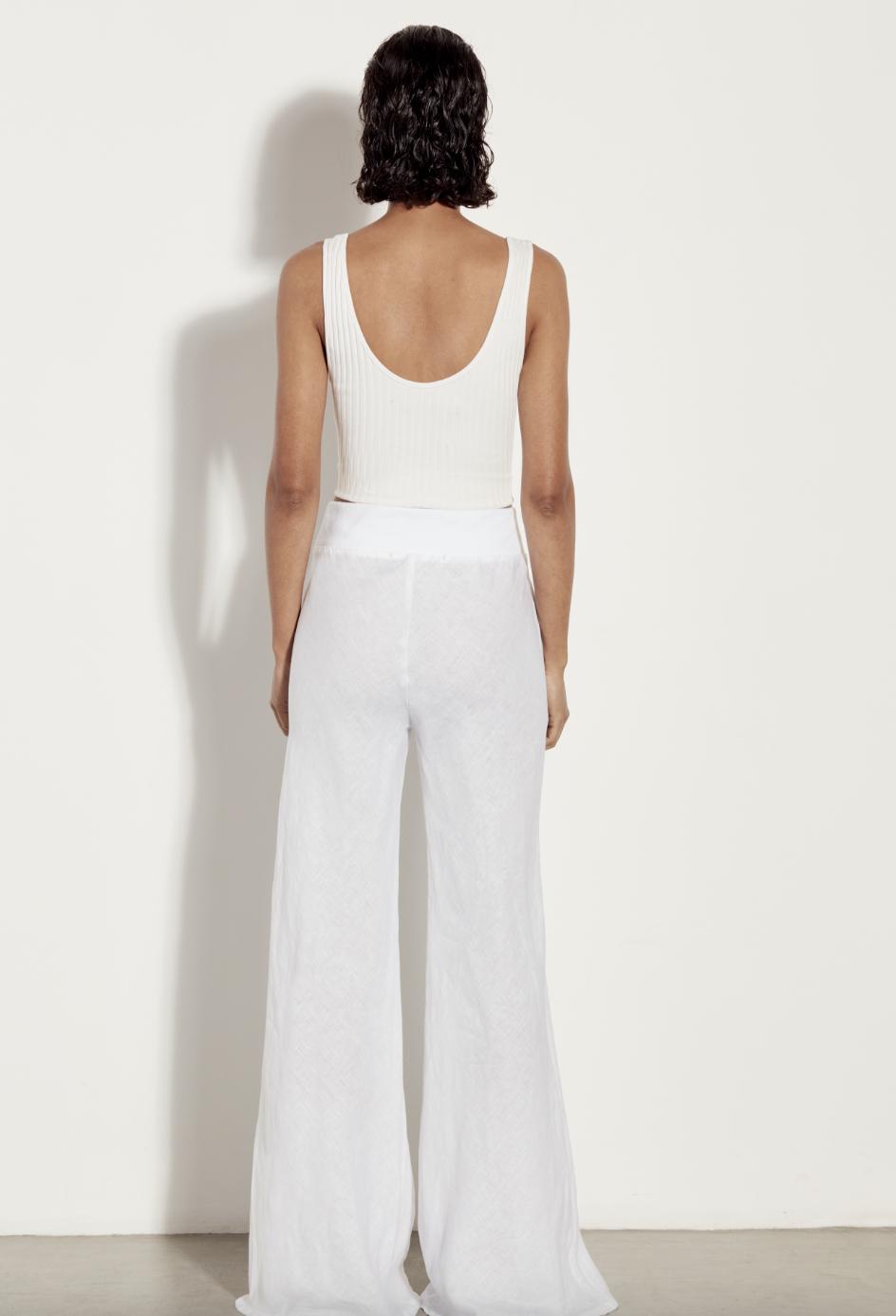 Linen Wide Leg Pant - White by Enza Costa — alternate view