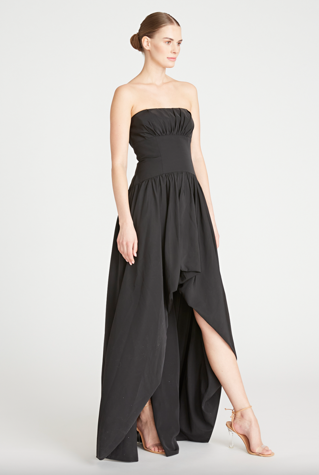 Strapless Tafetta Long Dress - Black by ML Monique Lhuillier — view 3