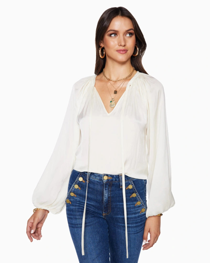 Shiny Paris Long Sleeve Blouse - Cream by Ramy Brook | 25 South Boutiques